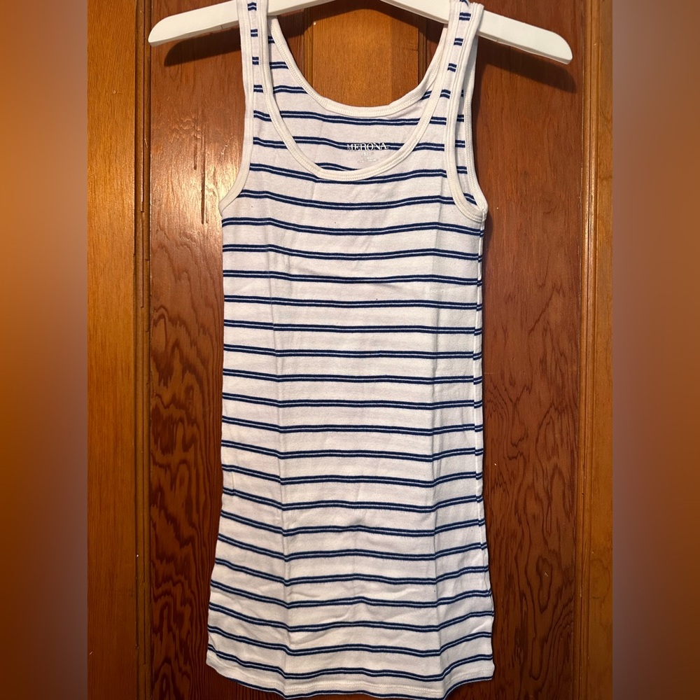 Merona Navy and White Striped Sleeveless Top